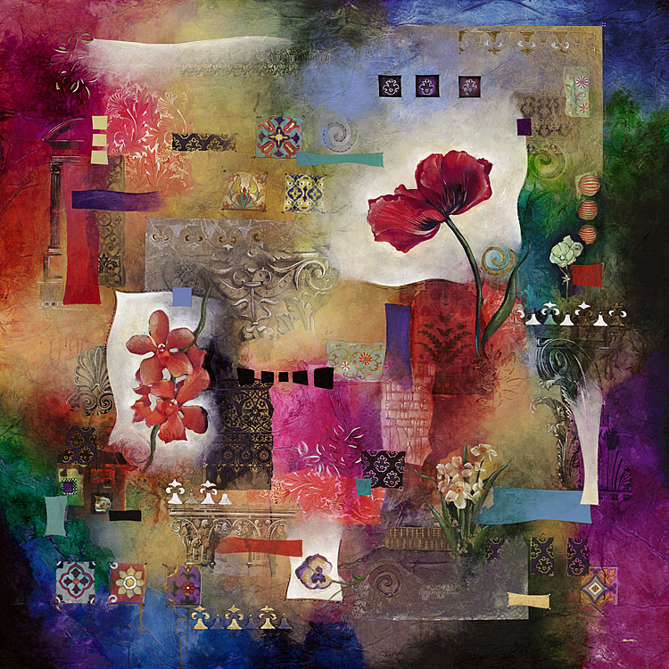 Viapagi Collection by Image Craft Orientations Square Botanical Textile